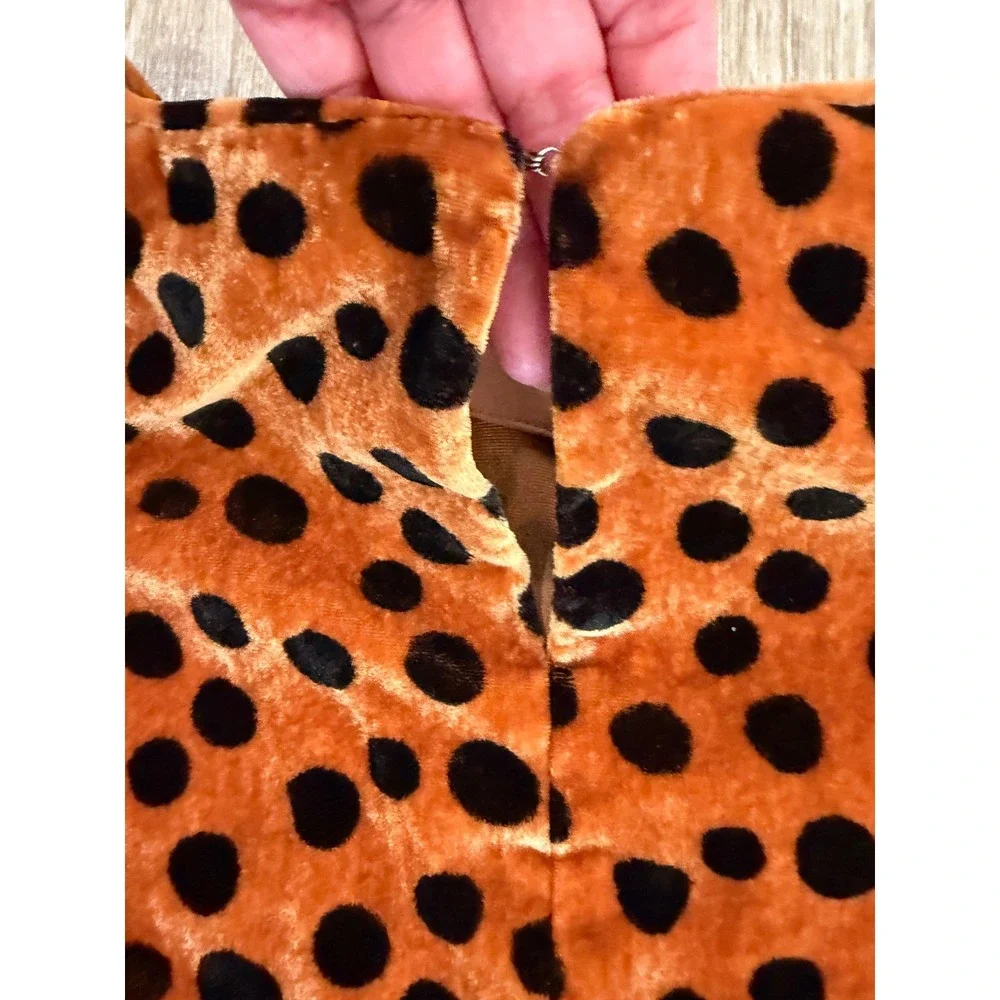 Madewell Velvet Top Womens XS Burnt Orange Polka Dot Ruffle Sleeve Excellent‎